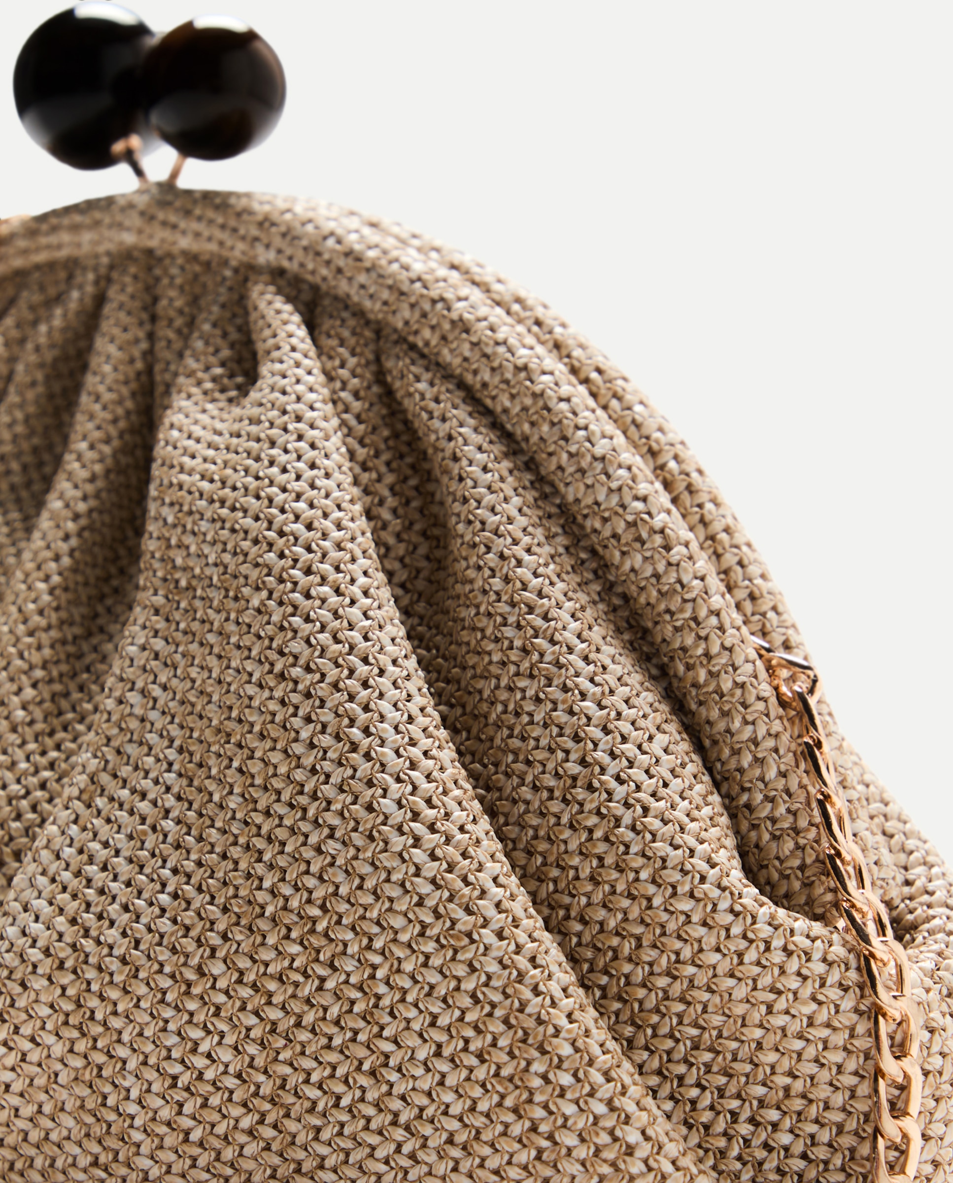 Mala Pouch com Fecho de Bolas Bege-3