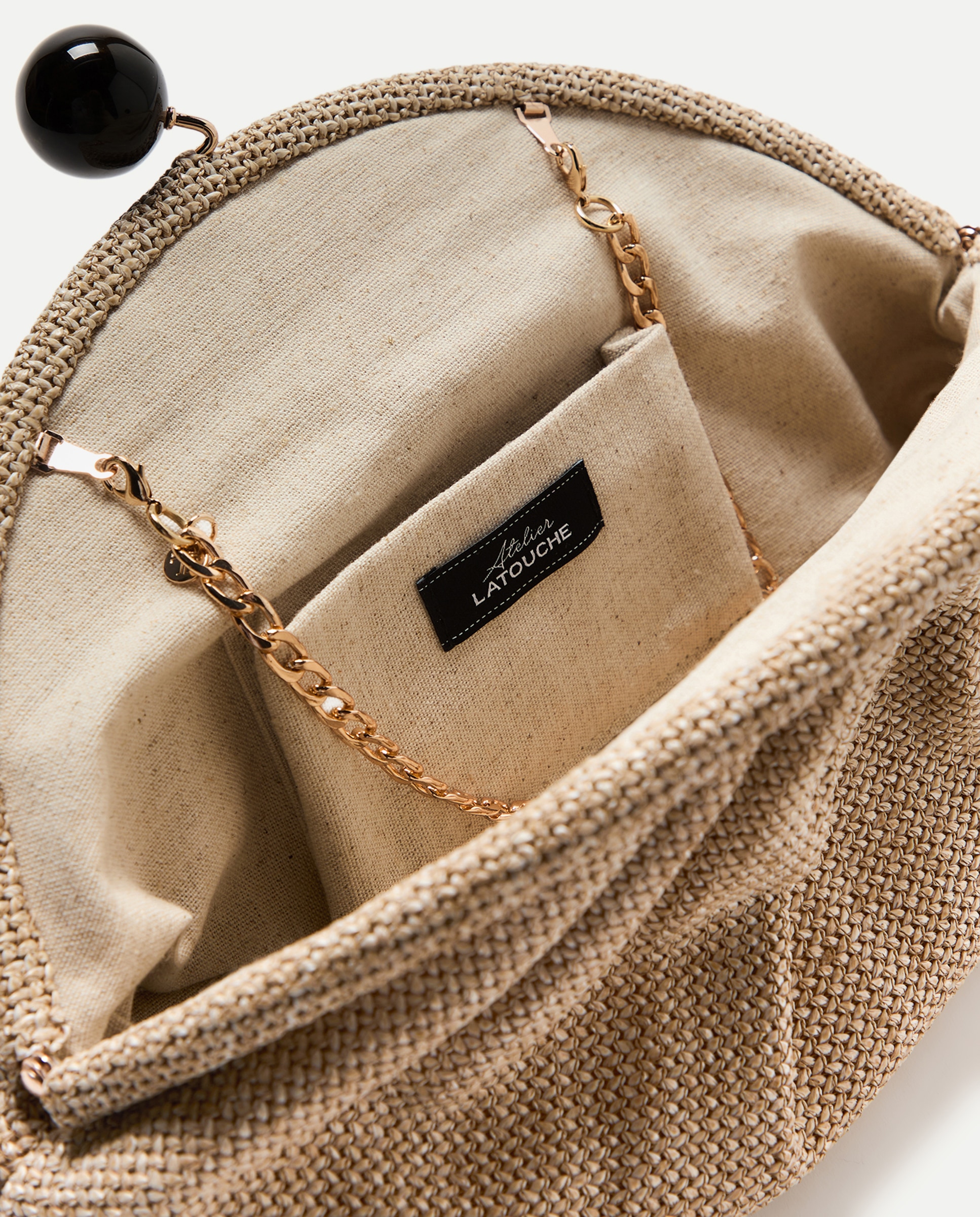 Mala Pouch com Fecho de Bolas Bege-5