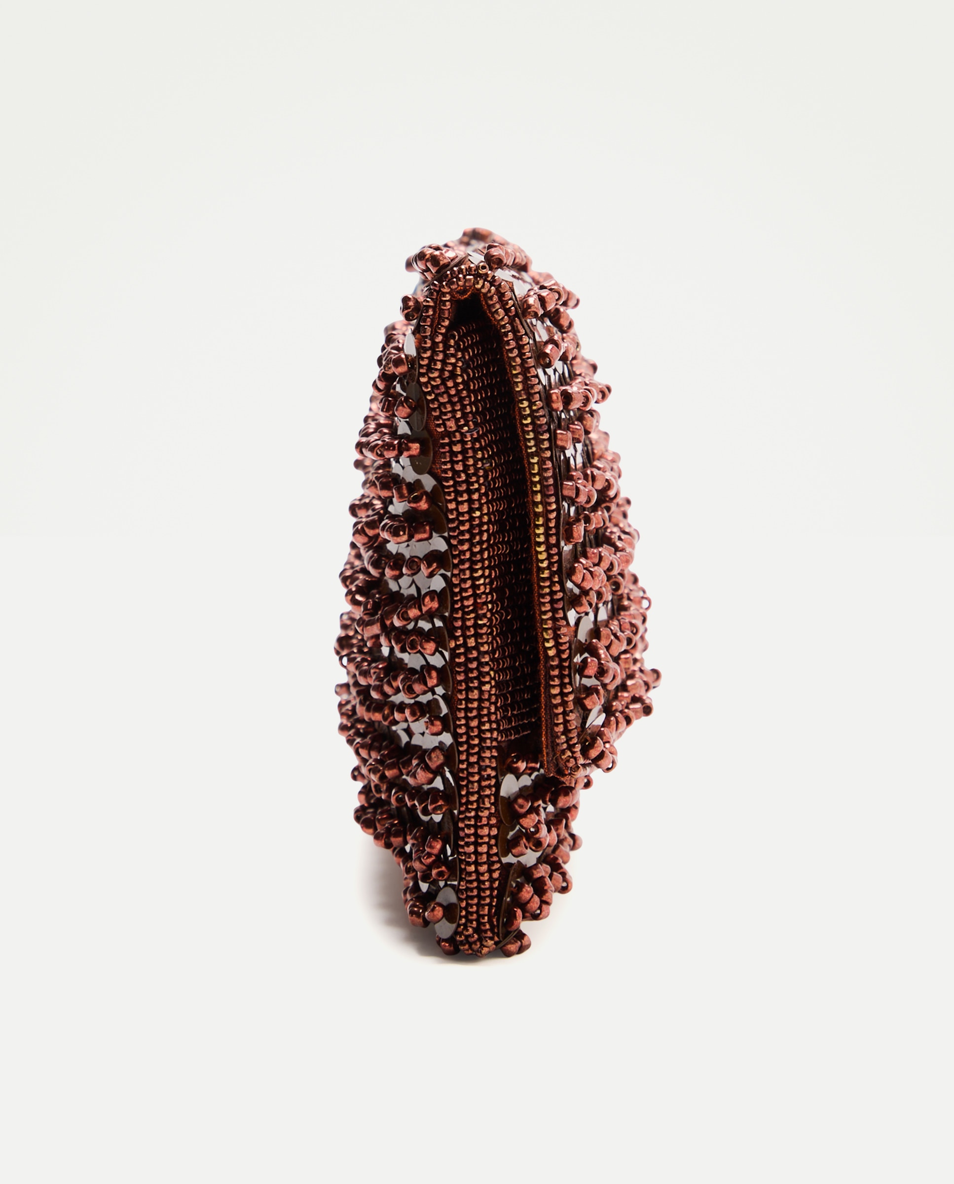 Mala Clutch Tipo Carteira com Brilhos Castanho-2