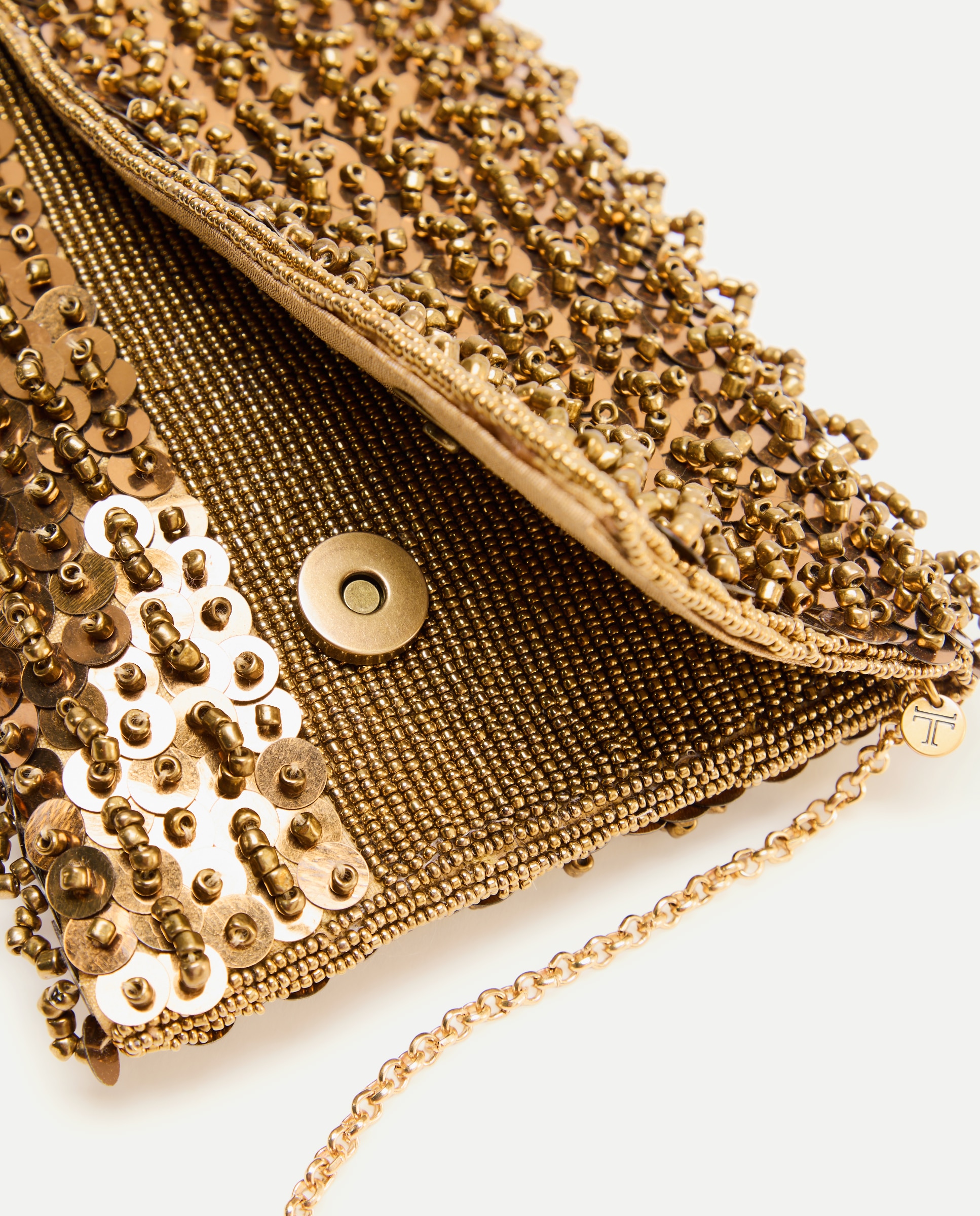Mala Clutch Tipo Carteira com Brilhos 390 Ouro-3