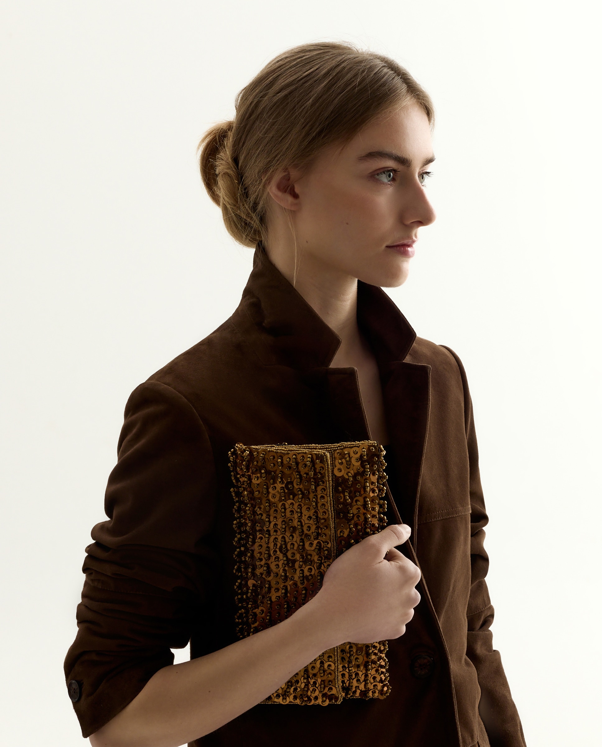 Mala Clutch Tipo Carteira com Brilhos 390 Ouro-7