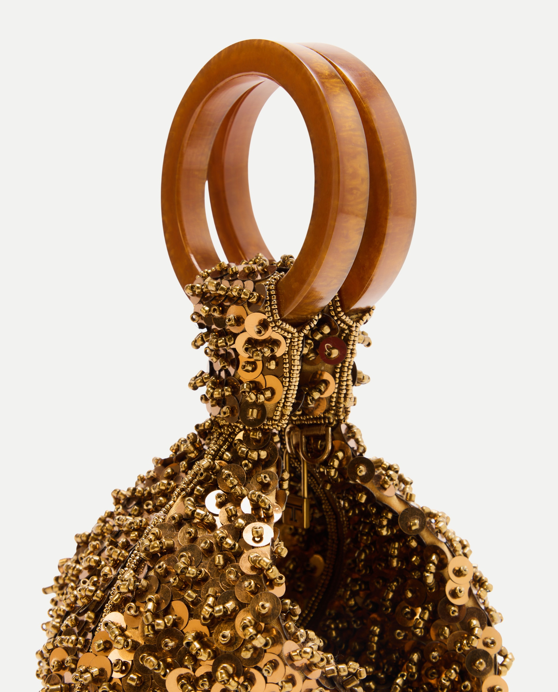 Mala Tipo Saco com Pulseira e Brilhos 390 Ouro-3