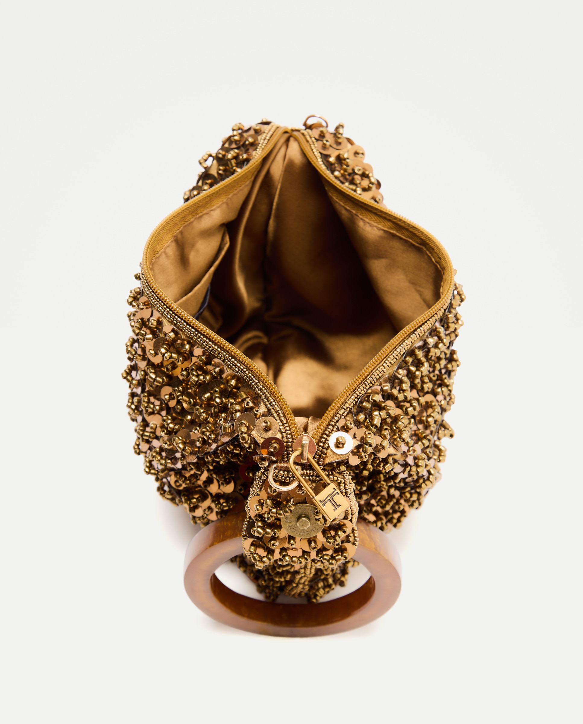 Mala Tipo Saco com Pulseira e Brilhos 390 Ouro-5