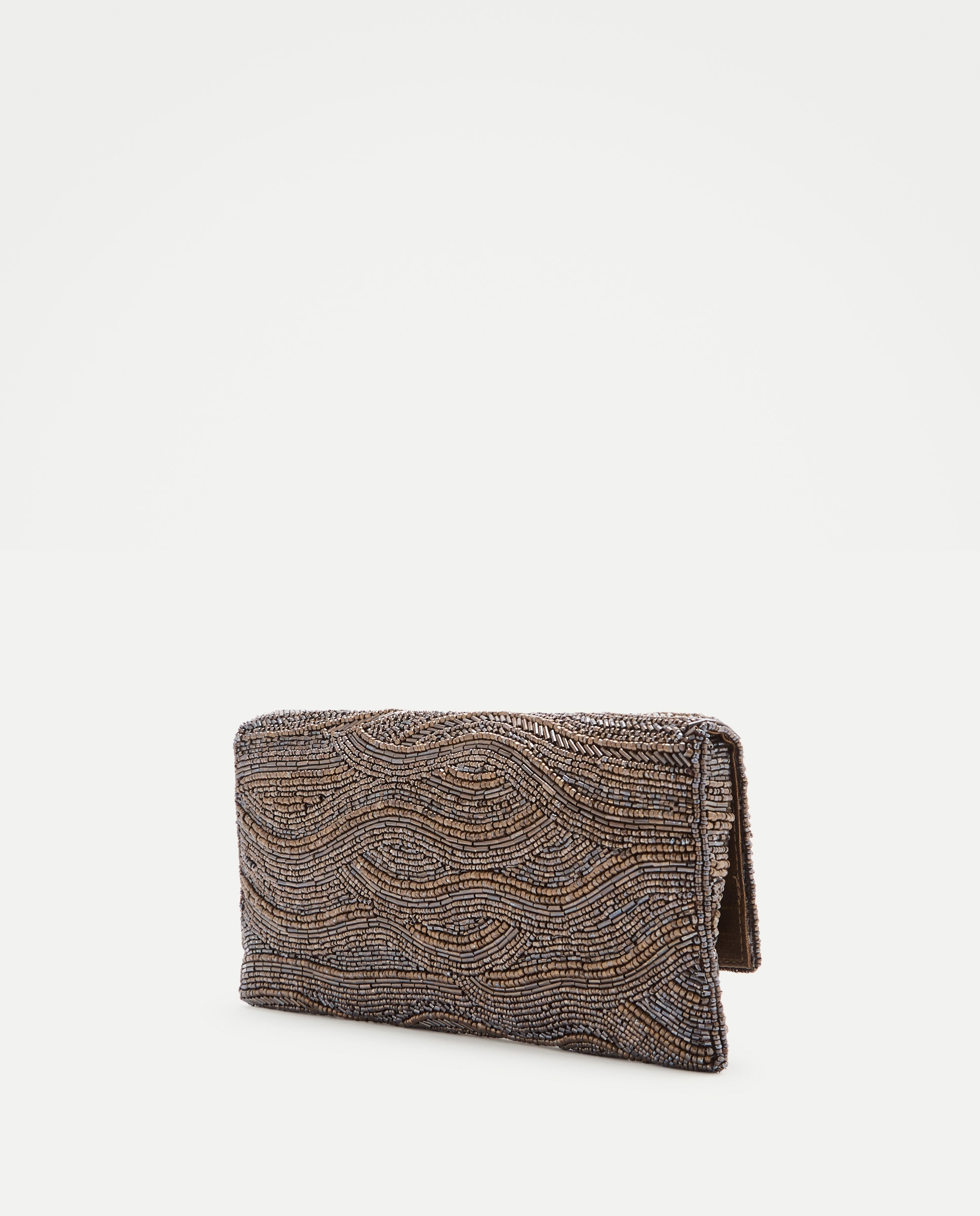 Mala Clutch com Missangas em Ondas Chocolate-3