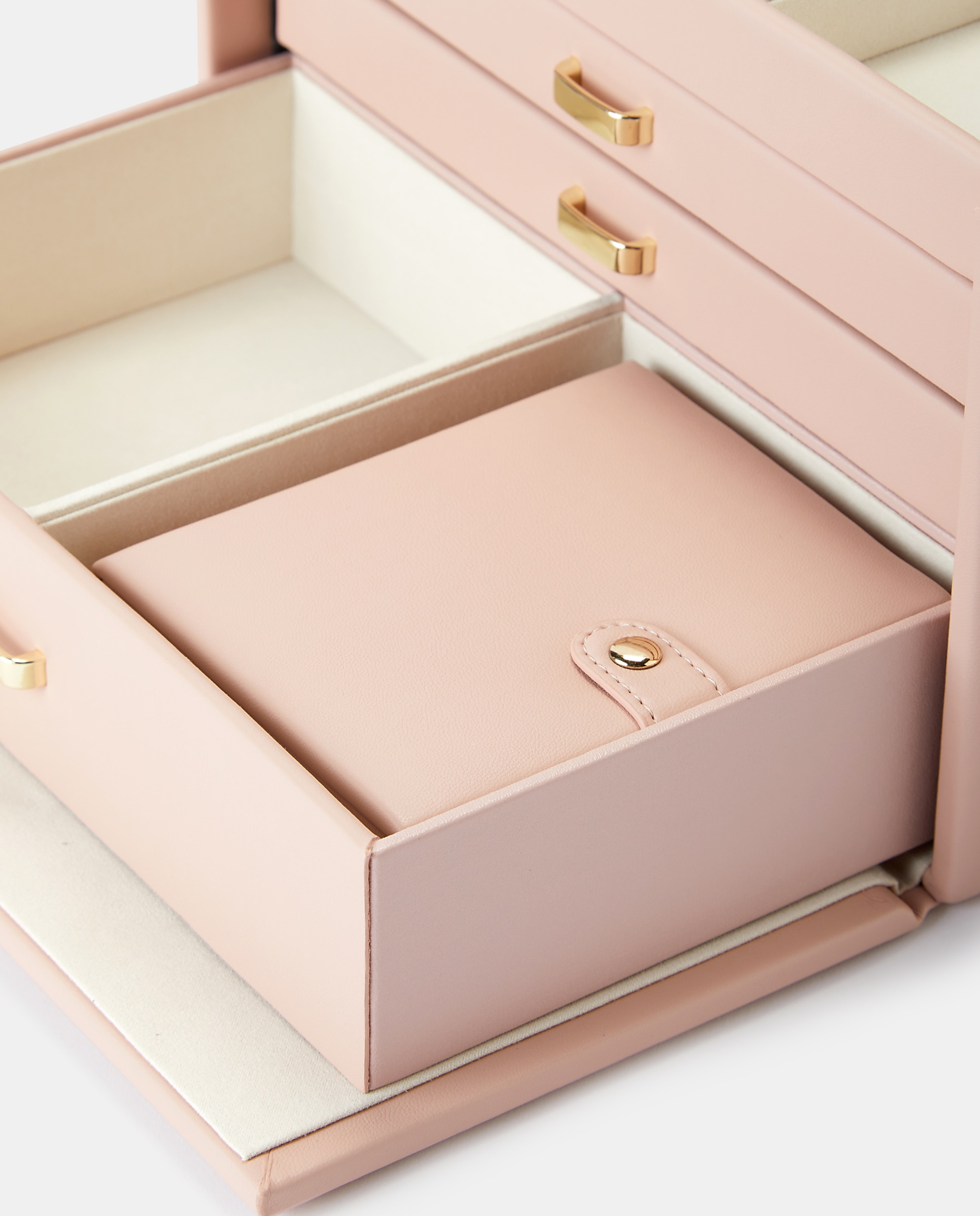 Guarda-joias XL com Botão de Pressão com Espelho Interior - Rosa Rosa-3