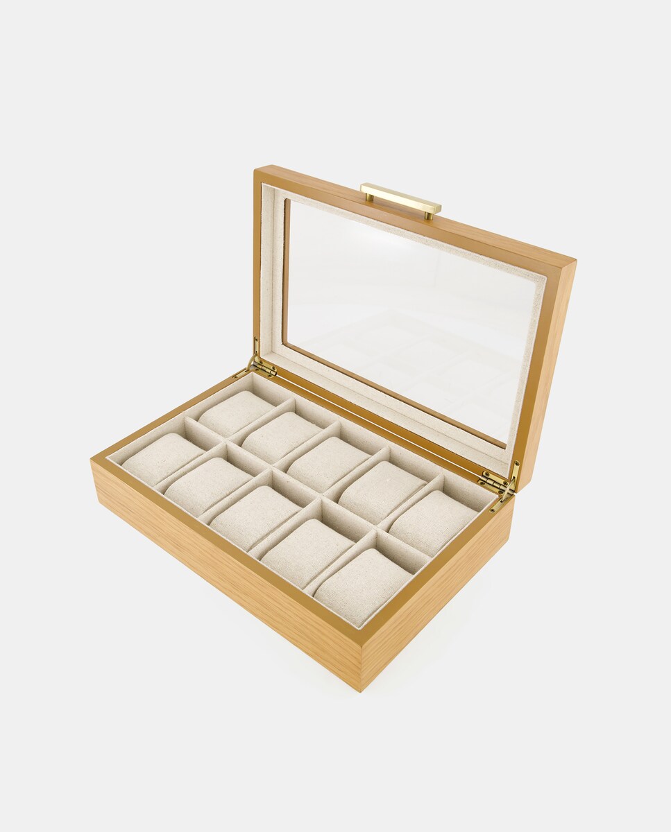 Guarda-Joias de Madeira com Porta-Relógios Torrado-2