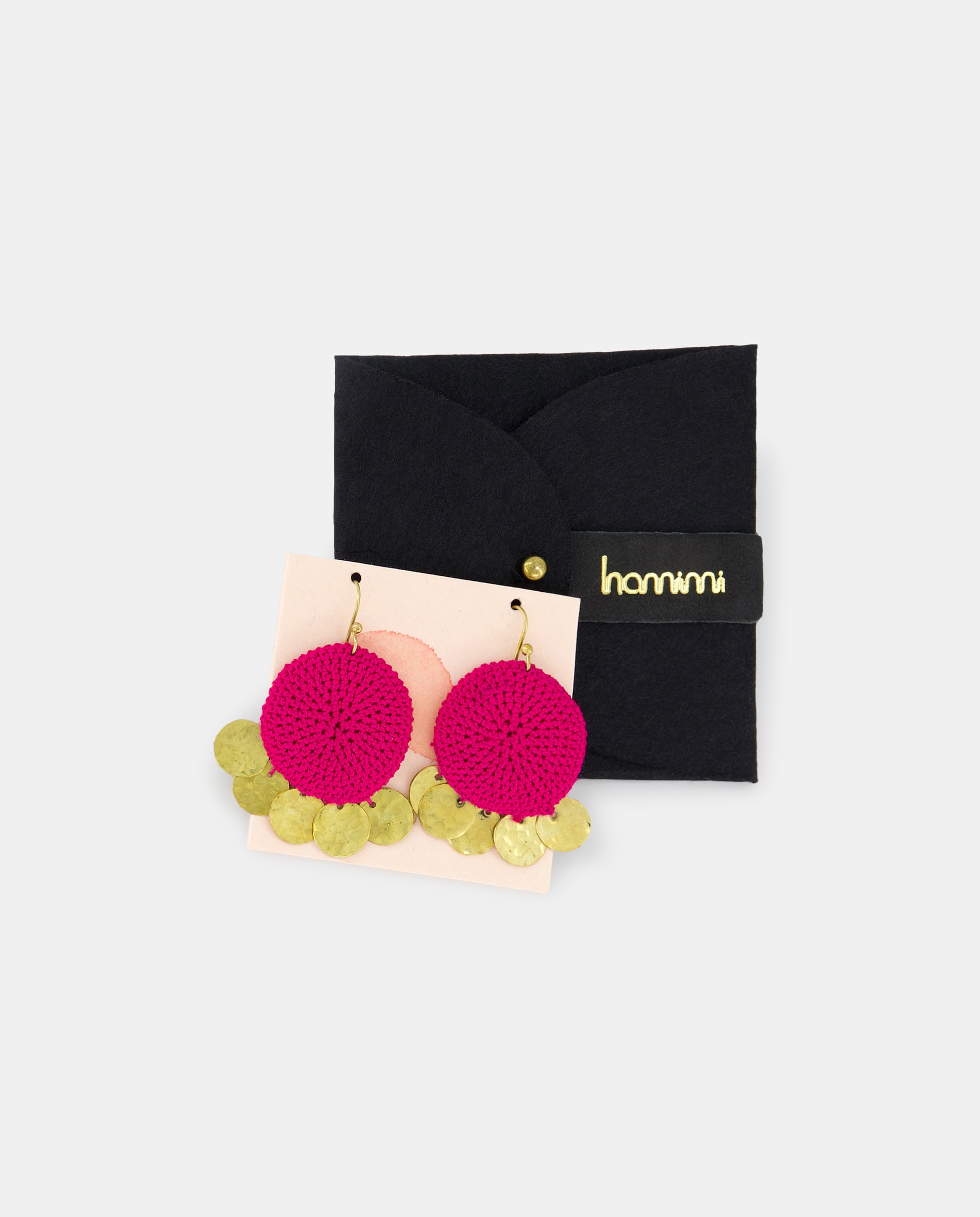 Brincos com Moedas de Latão e Viscose Multicolor-1