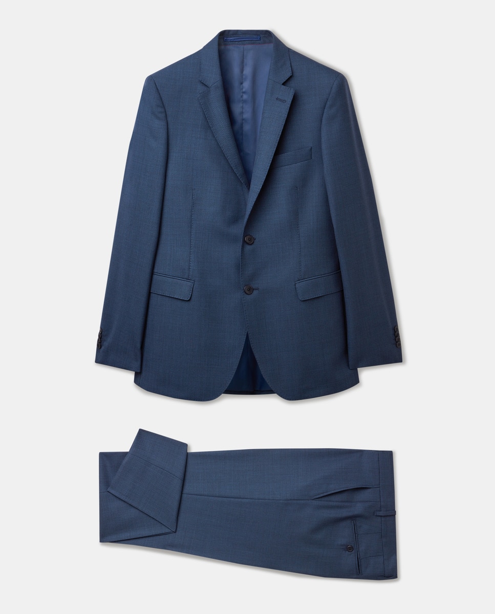 Fato Slim Fit com Micro Desenho Azul-índigo-1