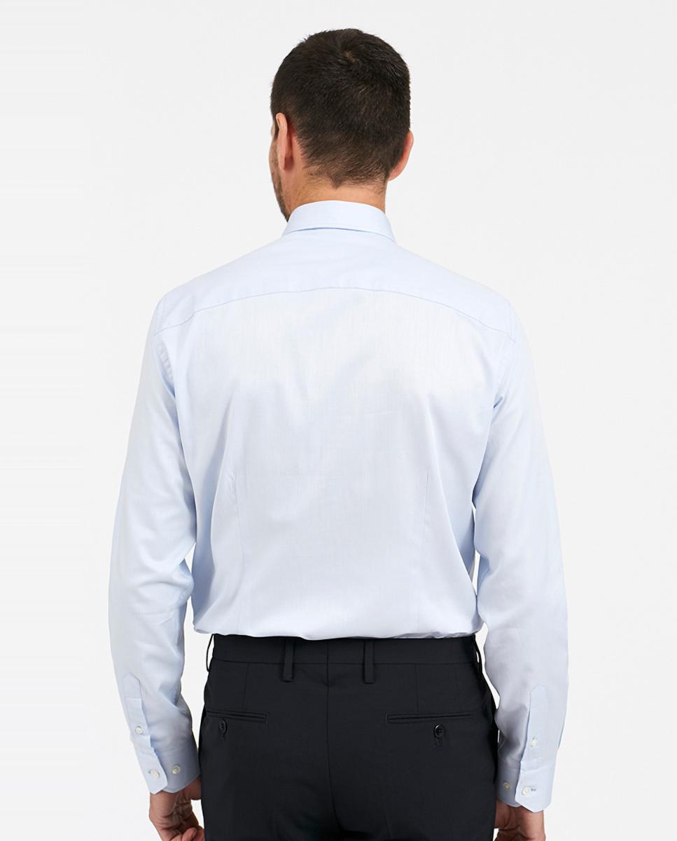 Camisa dobby regular lisa azul de homem Azul-claro-3