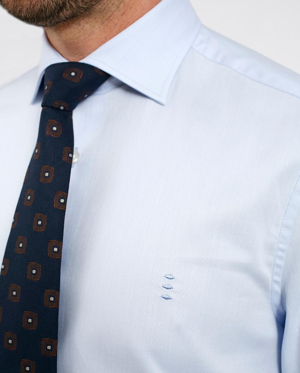 Camisa dobby regular lisa azul de homem Azul-claro-4