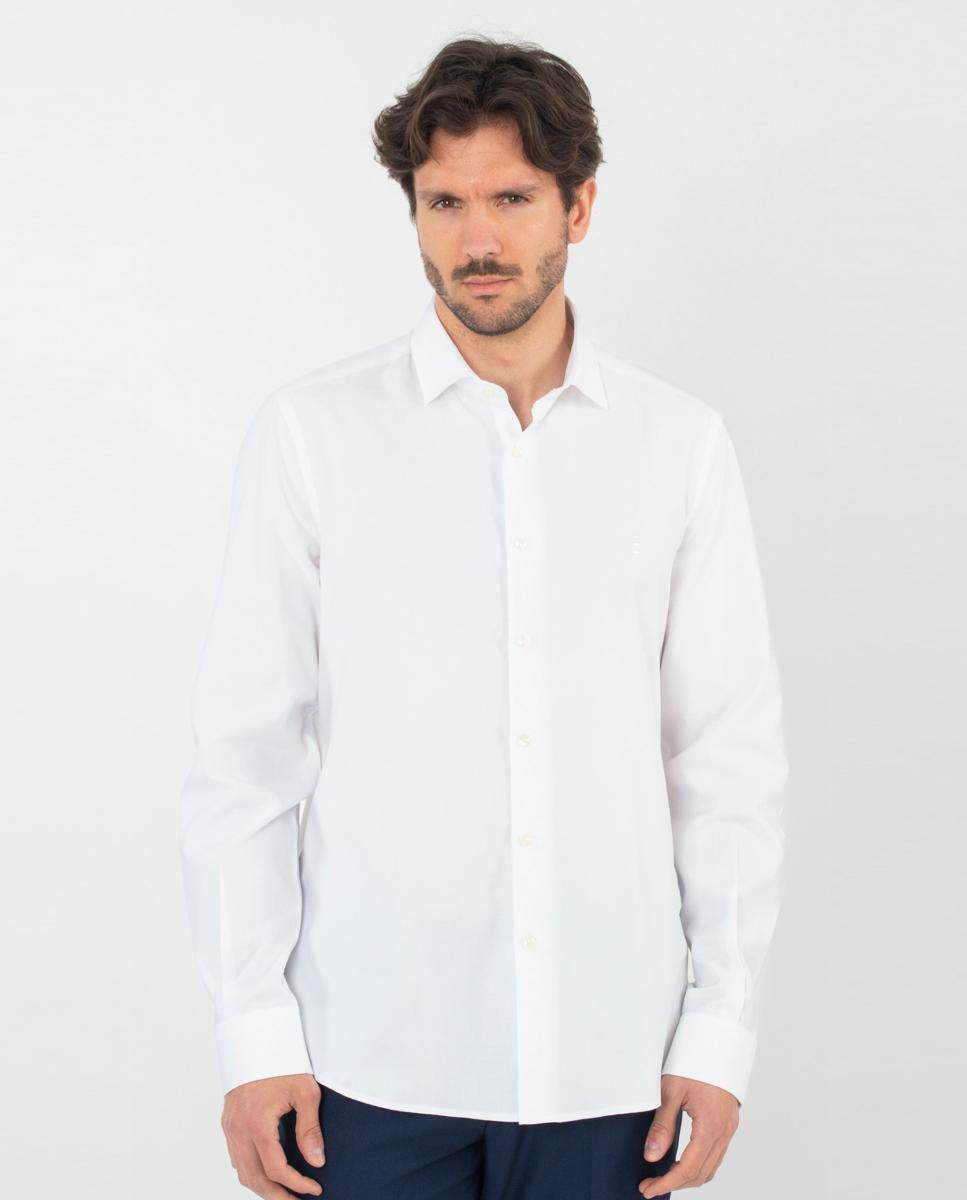 Camisa de homem slim lisa branca Branco-1