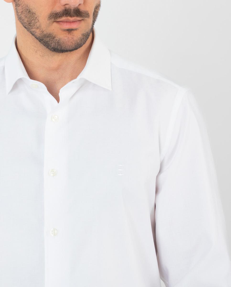 Camisa de homem slim lisa branca Branco-3