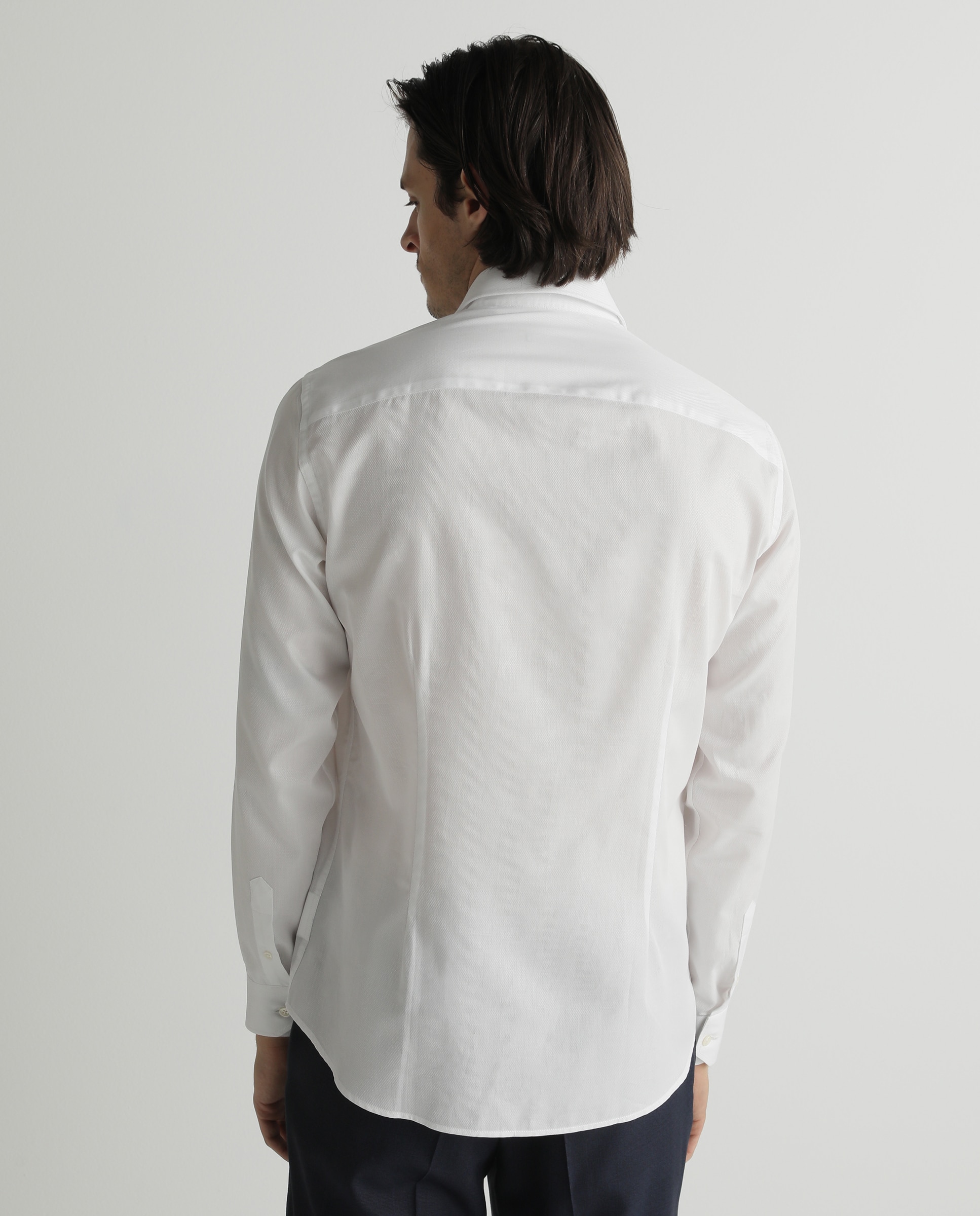 Camisa de homem regular lisa branca Branco-4