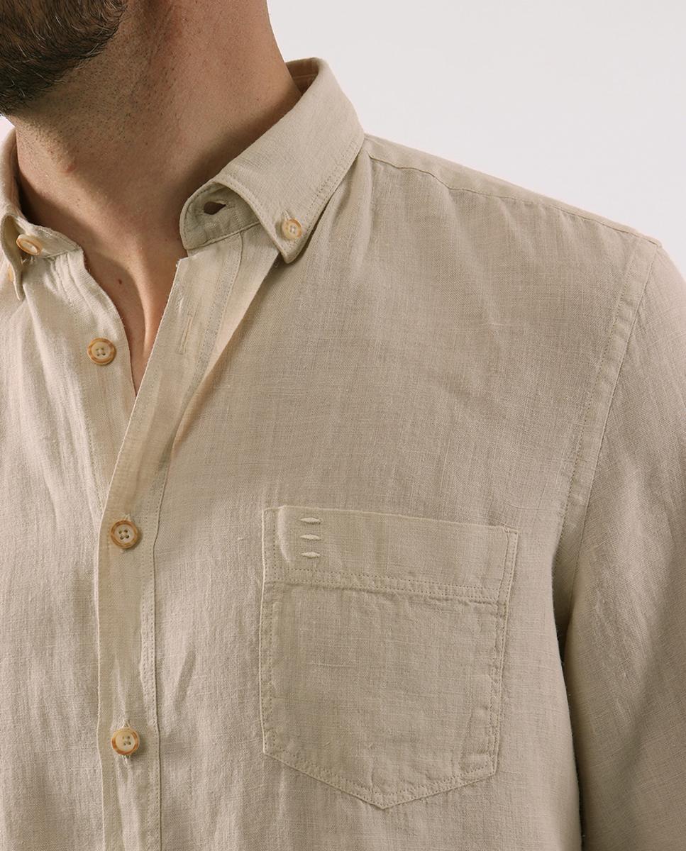 Camisa de Linho Bege-3