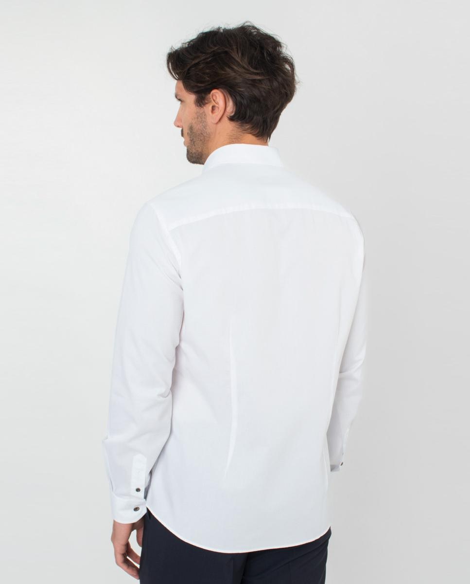 Camisa Slim com Contrastes Branco-2