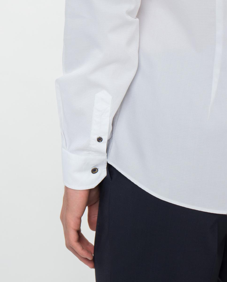 Camisa Slim com Contrastes Branco-4