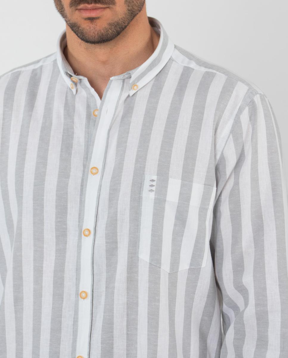 Camisa às Riscas Bege-4