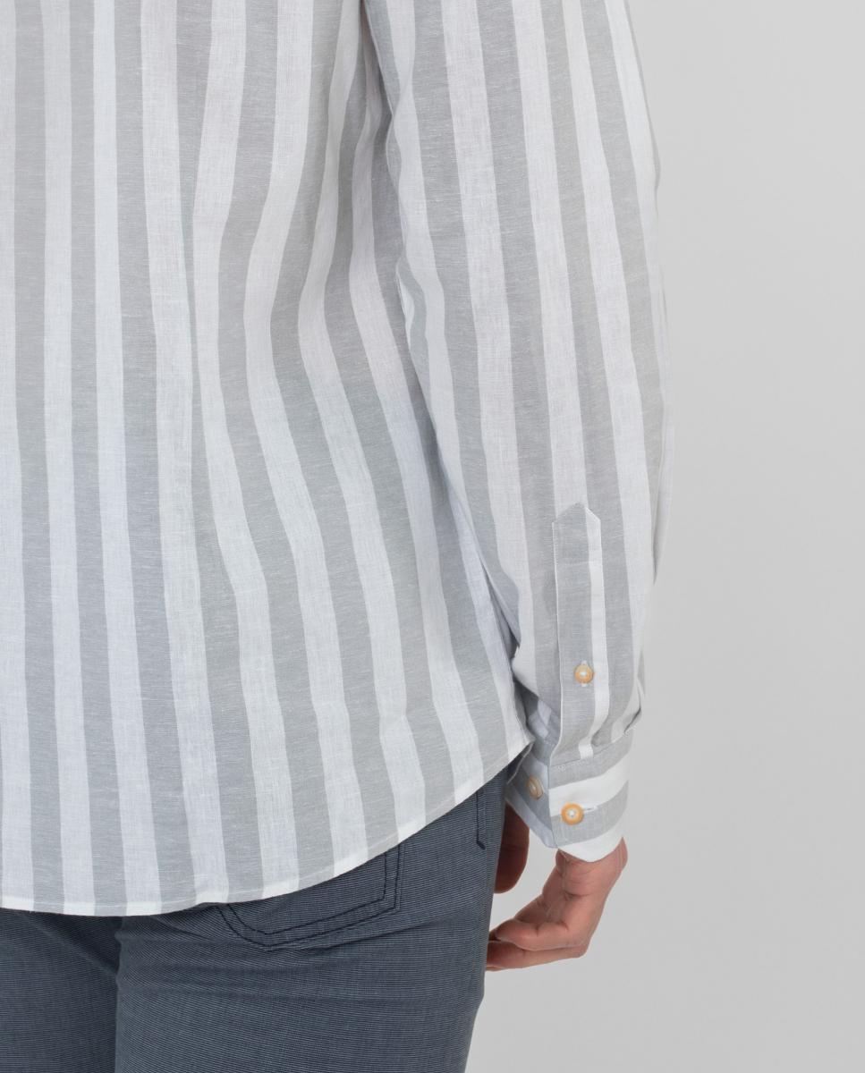 Camisa às Riscas Bege-5