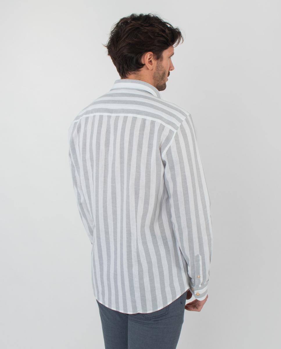 Camisa às Riscas Bege-6