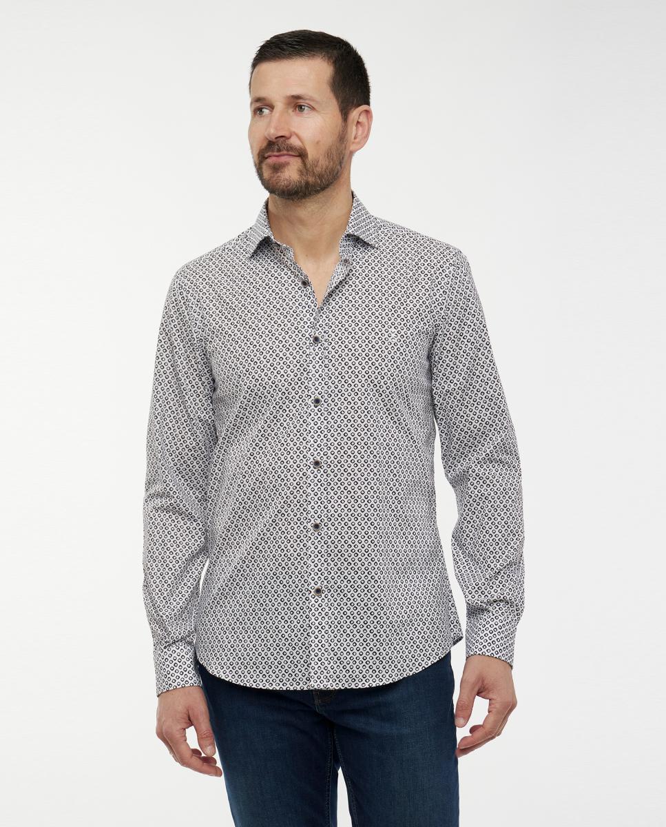 Camisa de hombre estampado geométrico - Florentino - Blanco Blanco-1