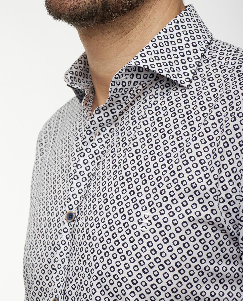 Camisa de hombre estampado geométrico - Florentino - Blanco Blanco-3