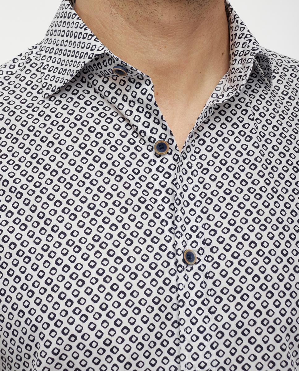 Camisa de hombre estampado geométrico - Florentino - Blanco Blanco-4