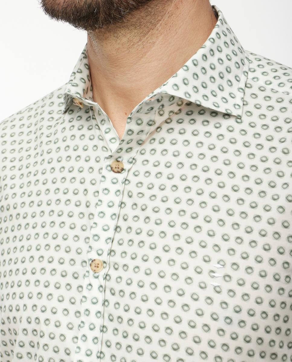 Camisa com Estampado Geométrico Verde-3