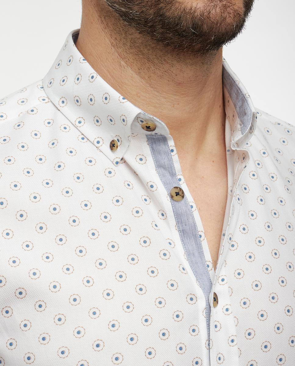 Camisa de homem estampada Branco-3