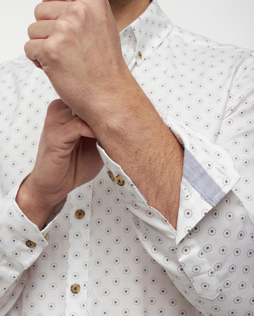 Camisa de homem estampada Branco-5