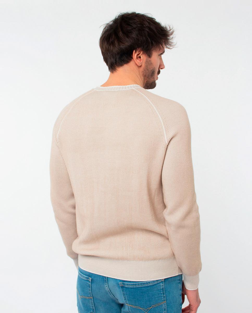 Camisola de Malha com Gola Redonda Bege-2