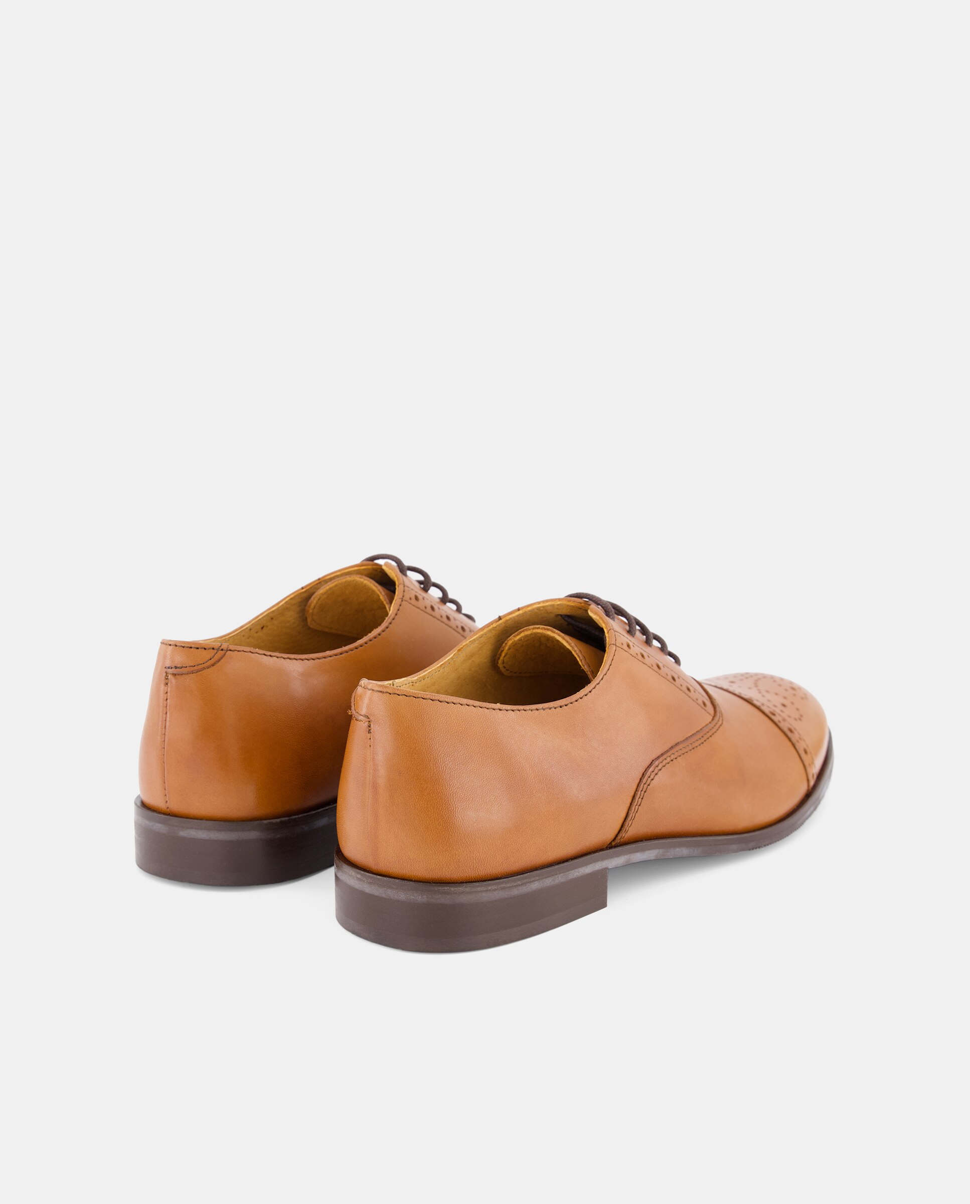 Sapatos com Brogue e em Pele Castanho-escuro-3