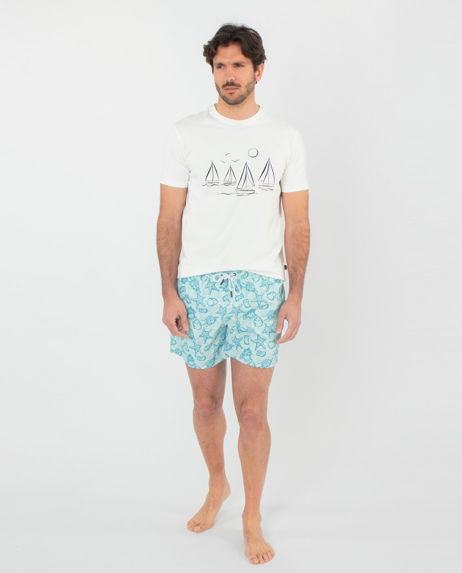 Imagem 0 de Calções de Banho com Estampado Marinho