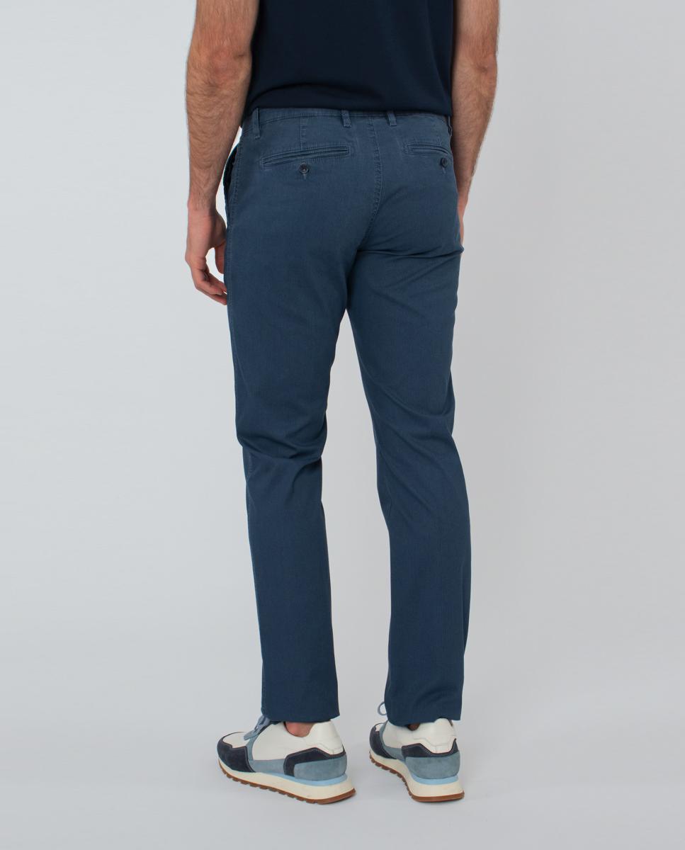 Calças Chino com Risca Fina Azul-5