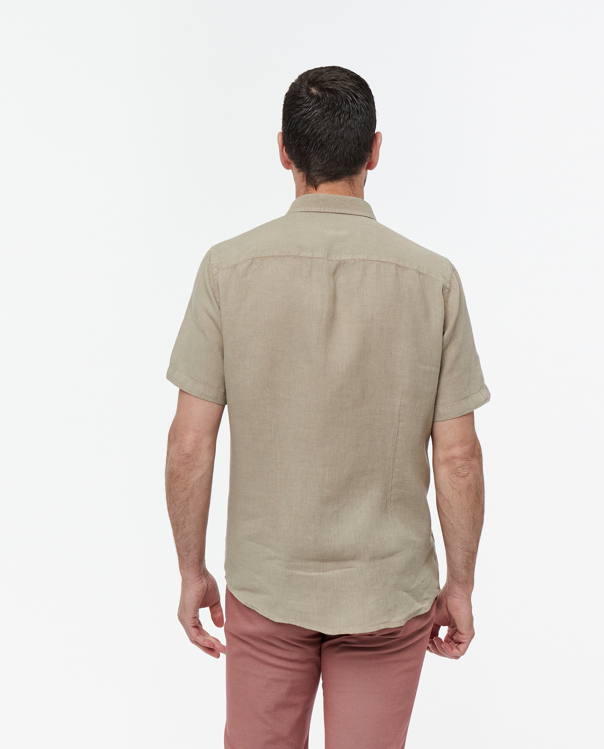 Camisa de linho regular Caqui-2