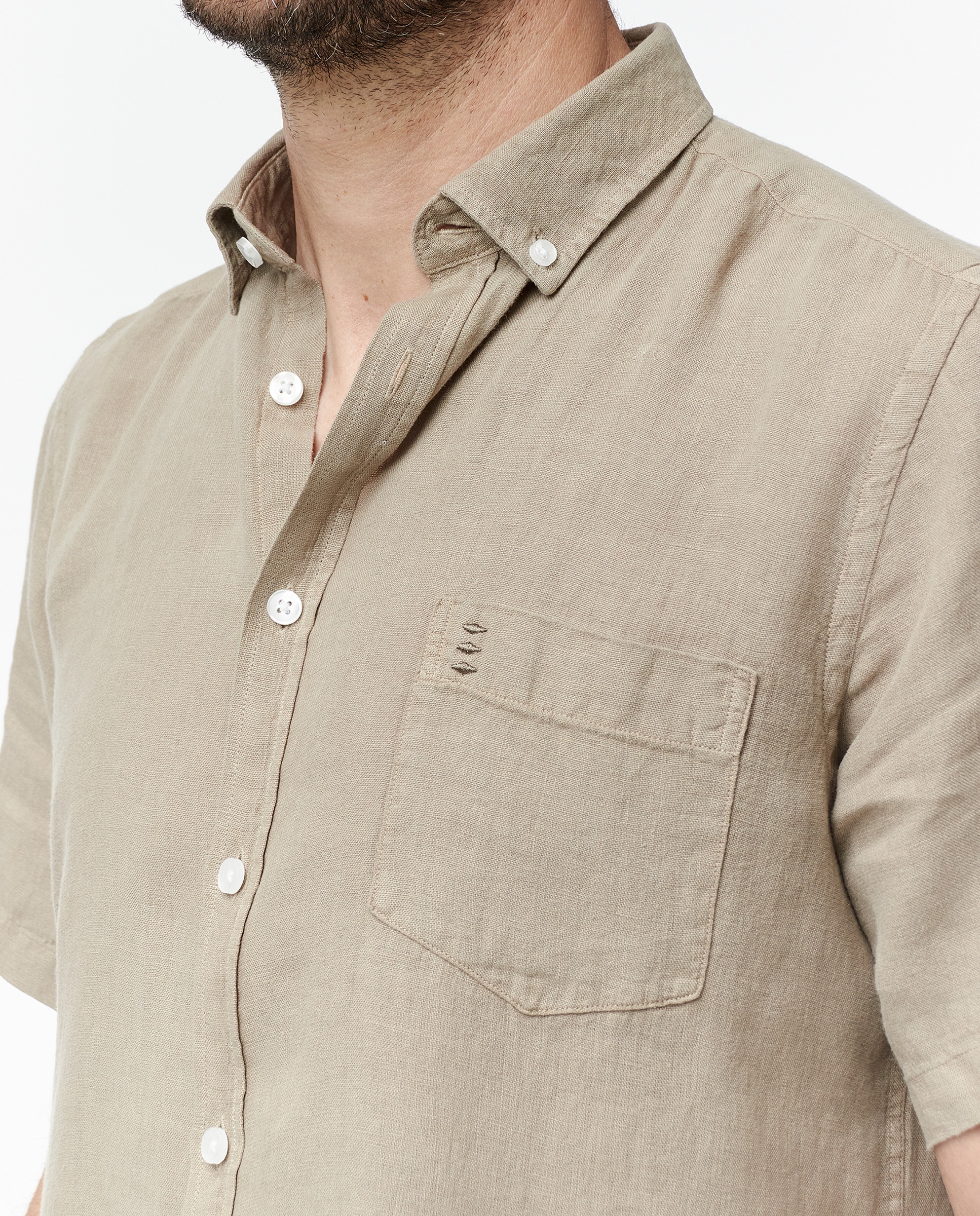 Camisa de linho regular Caqui-3