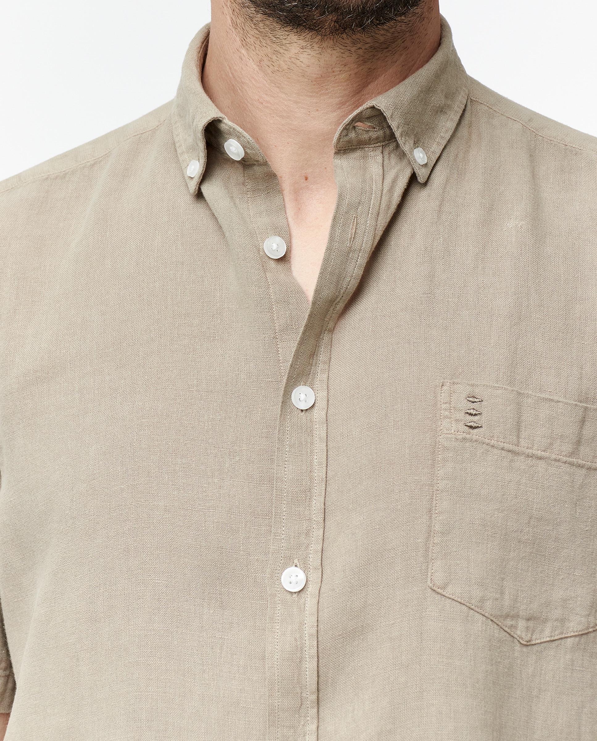 Camisa de linho regular Caqui-4