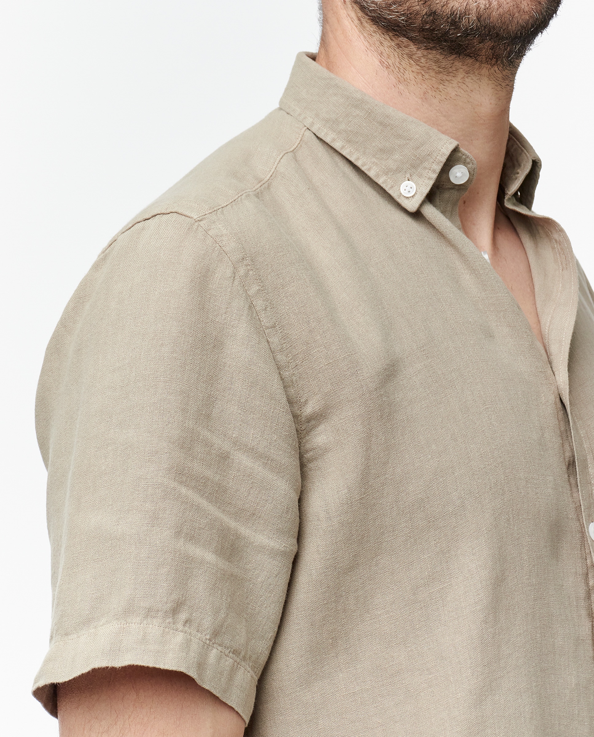 Camisa de linho regular Caqui-5