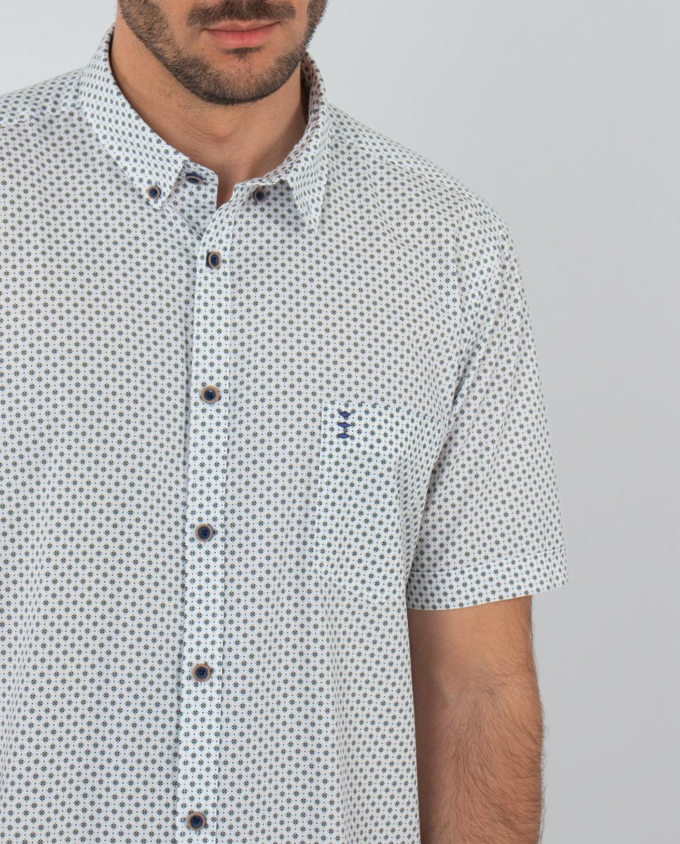 Camisa com Estampado Geométrico Branco-4
