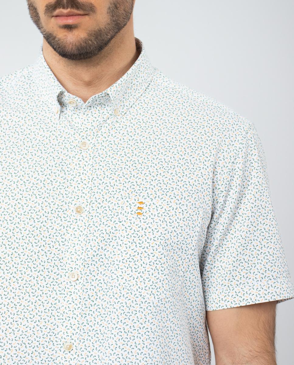 Camisa de homem estampada Branco-3