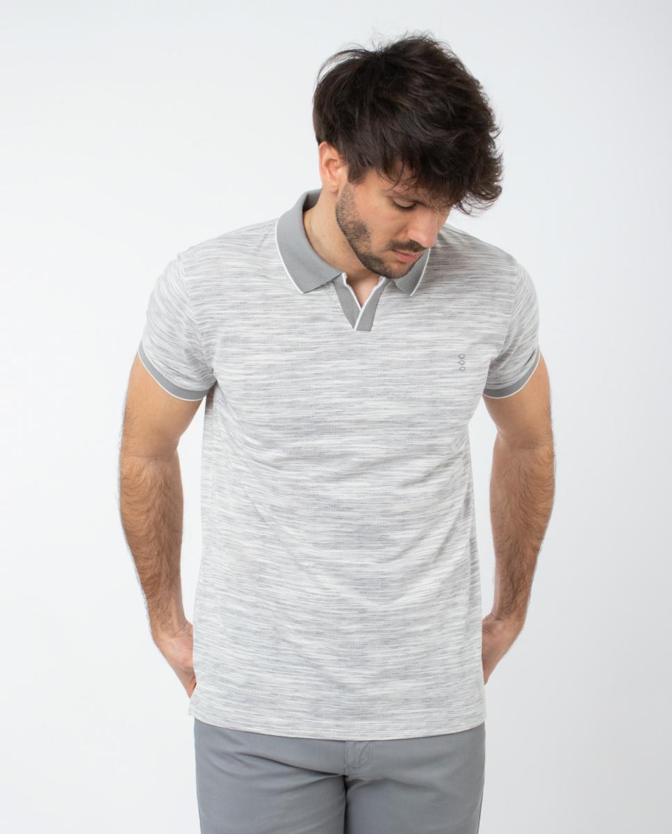 Polo com Efeito Mesclado Cinzento-claro-5