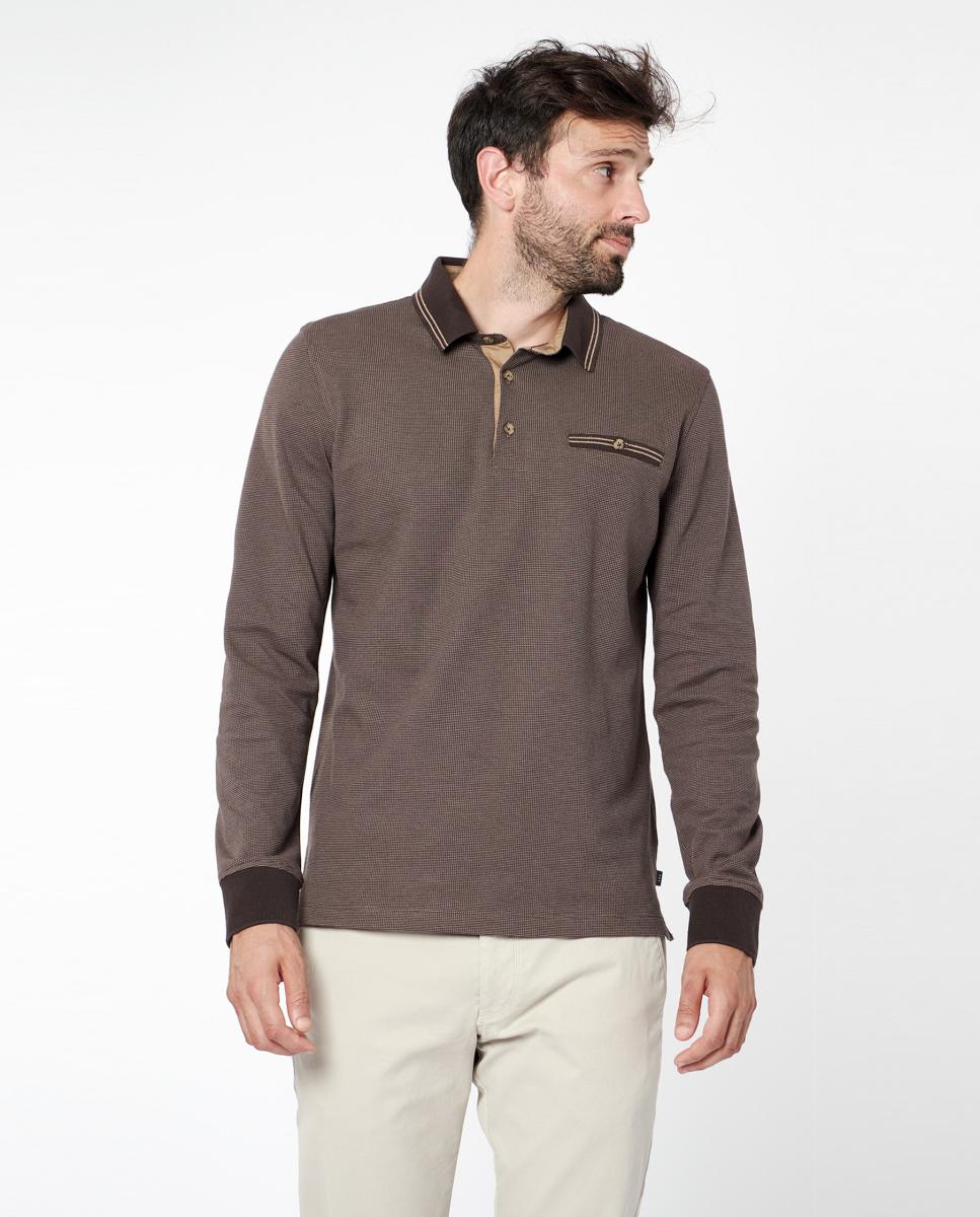 Imagen 0 de Polo de hombre jacquard bicolor Marrón