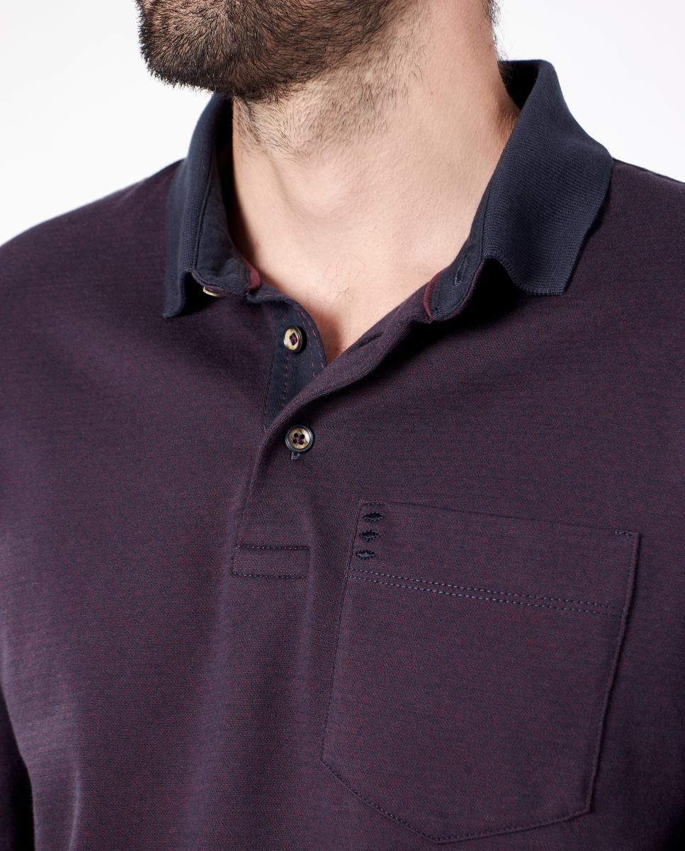 Polo de Jacquard com Micro Desenho Grená-3