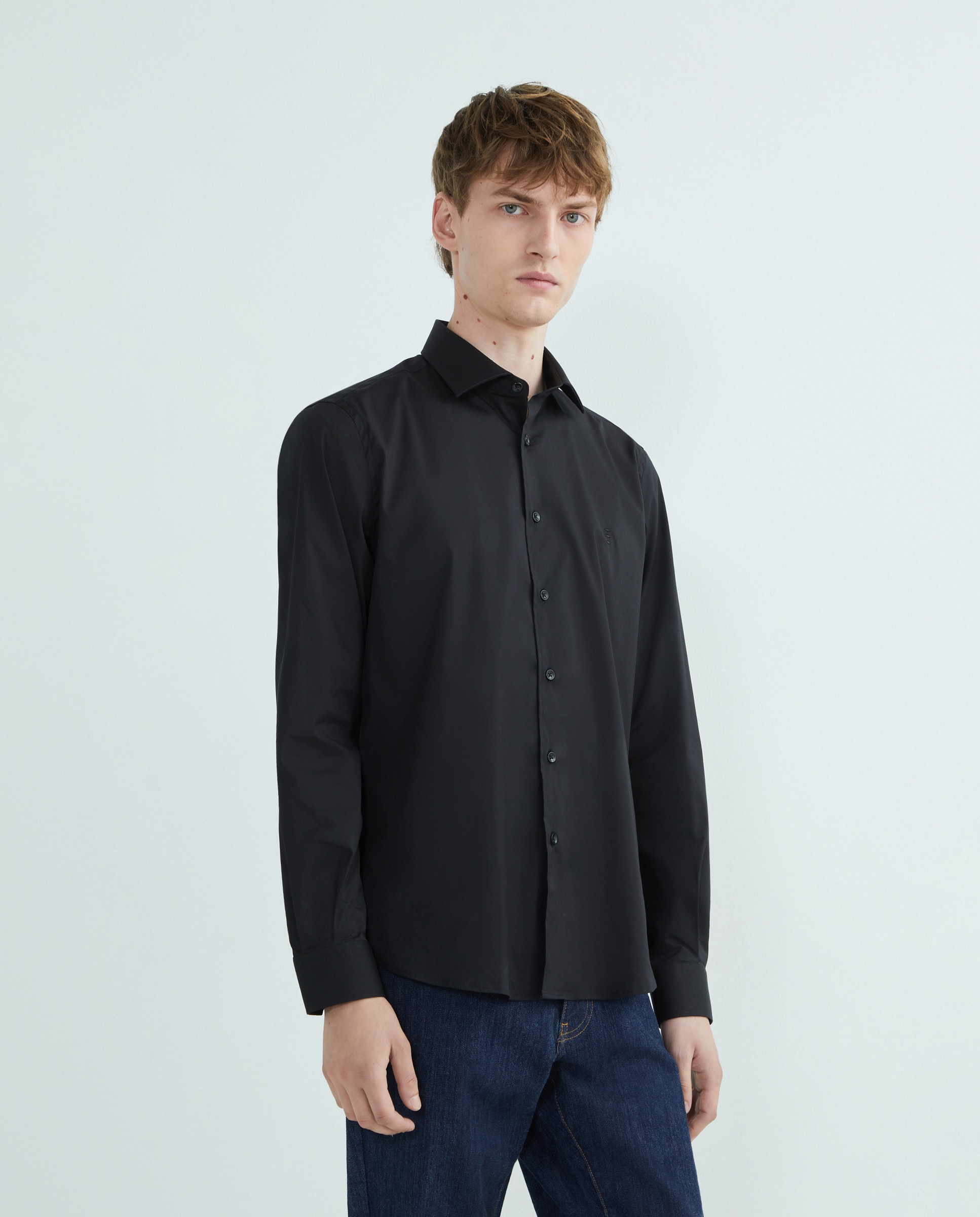 Imagen 1 de Camisa de hombre slim lisa blanca Negro