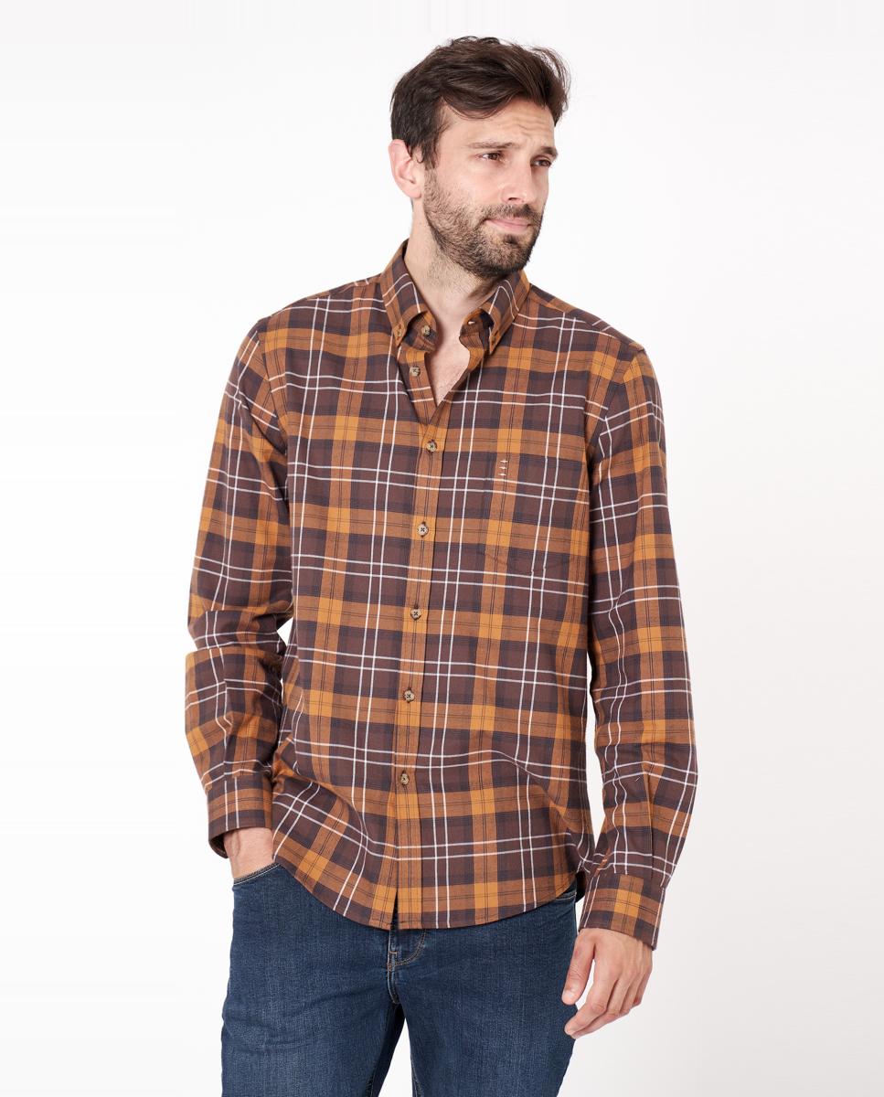 Imagen 1 de Camisa de hombre regular cuadros Marrón