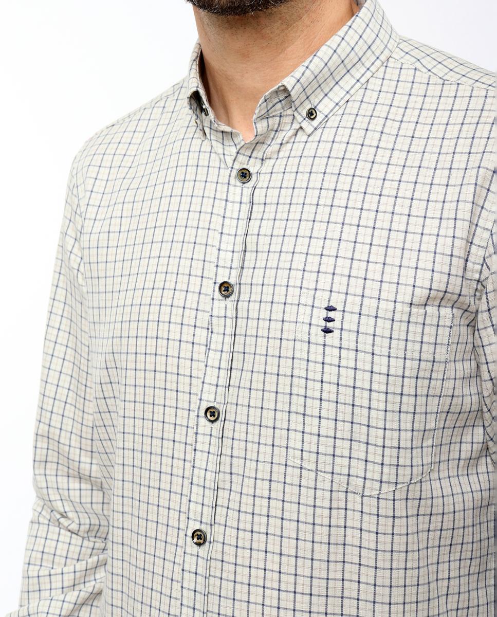 Camisa Slim aos Quadrados Cinzento-claro-2