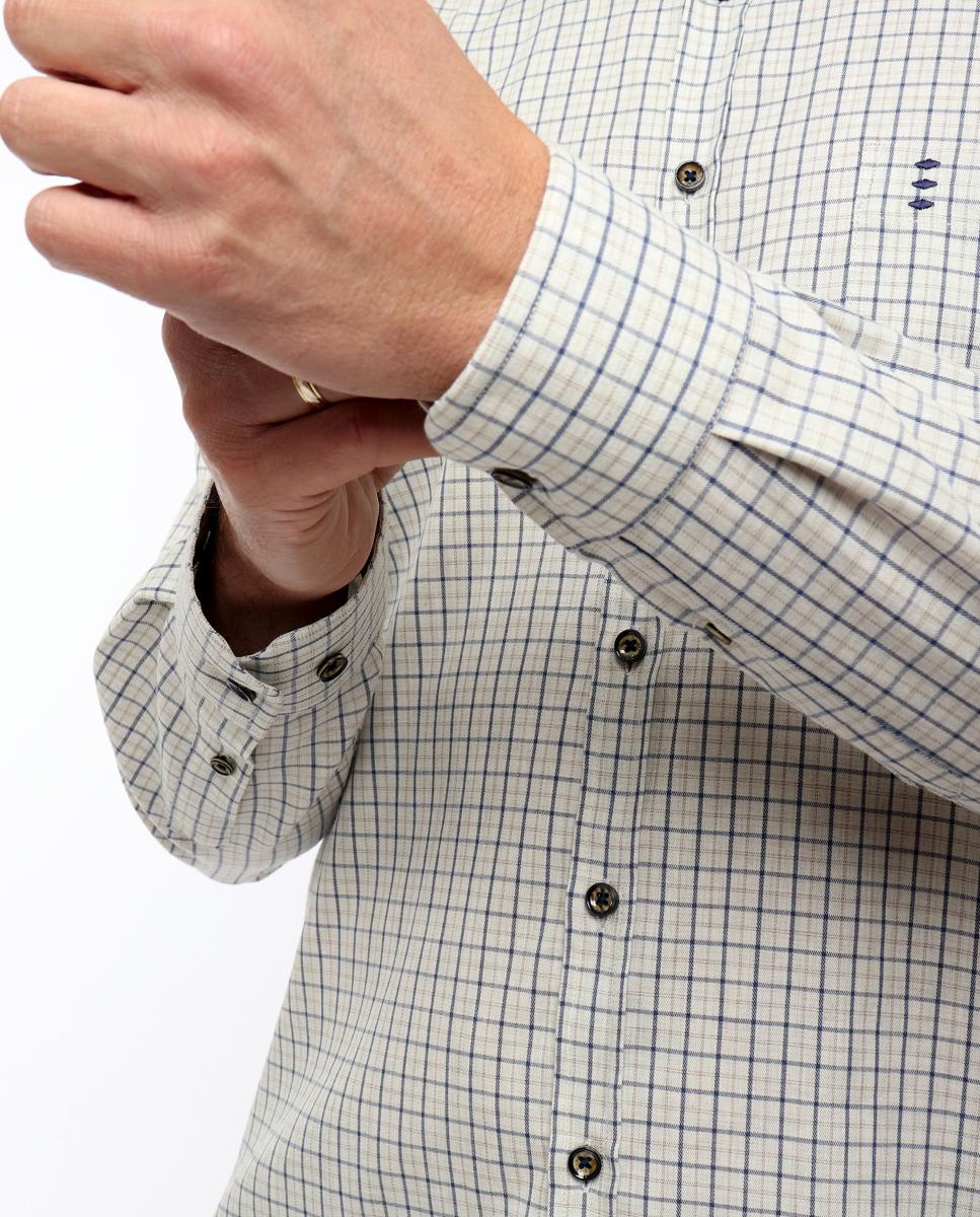 Camisa Slim aos Quadrados Cinzento-claro-3