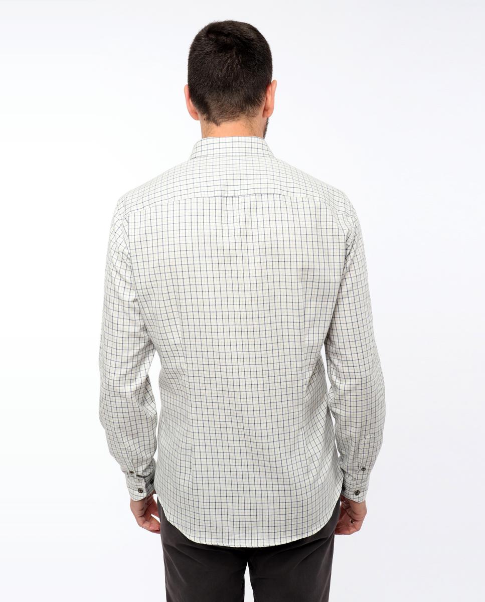 Camisa Slim aos Quadrados Cinzento-claro-4