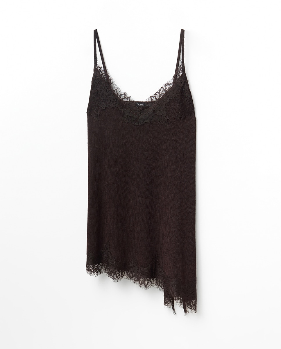 Blusa de Renda com Alças Chocolate-5