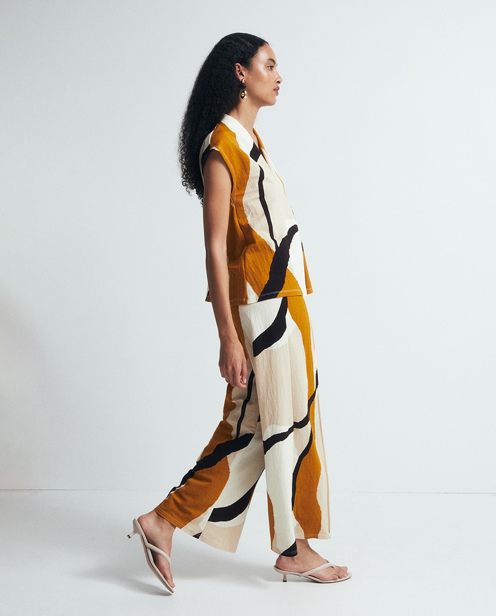 Top de Linho com Estampado 390 Ouro-5