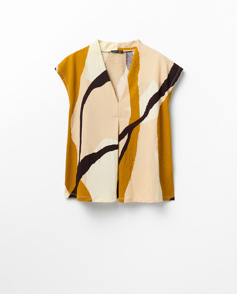 Top de Linho com Estampado 390 Ouro-7